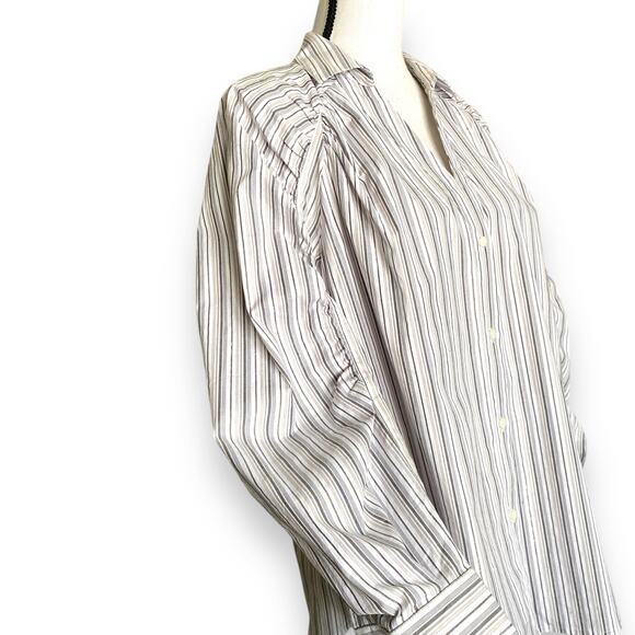 Brochu Walker The Tanner Stripe Button Up Blouse M Tempest Stripe Combo Cotton - Picture 8 of 12